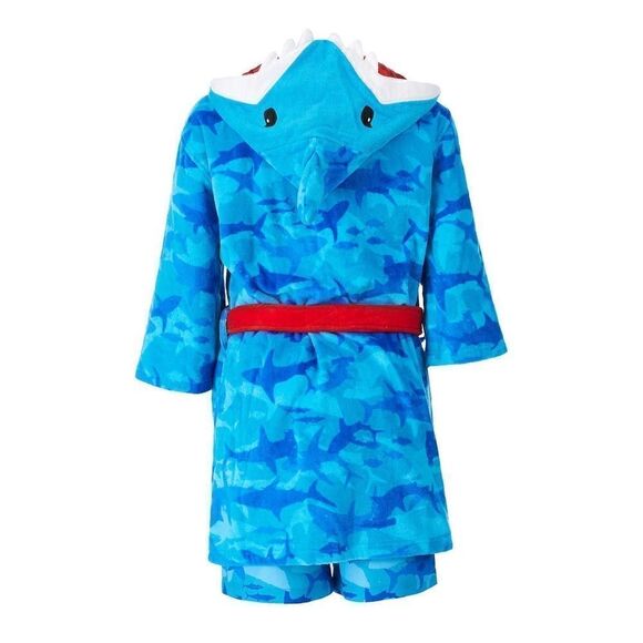 SAINT EVE Youth Boys Shark Beach CoverUp Robe  & UPF50 Swim Trunk 2Piece Set - - Picture 5 of 15
